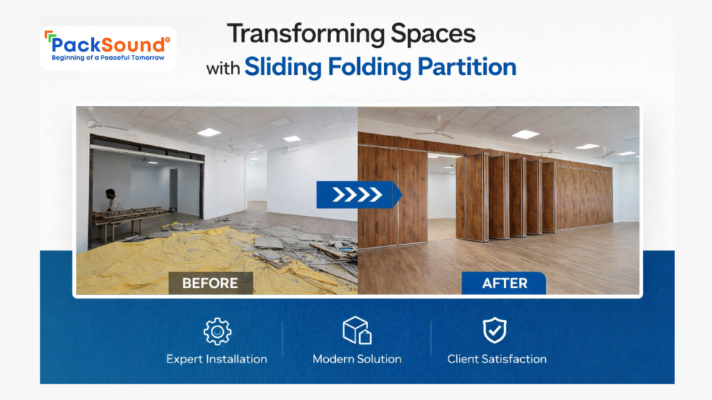PackSound Sliding Folding Partition Installation at Korearch Infrastructure, Raipur